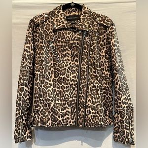 NEW - Colleen Lopez Vegan Leather Animal Print Moto Jacket